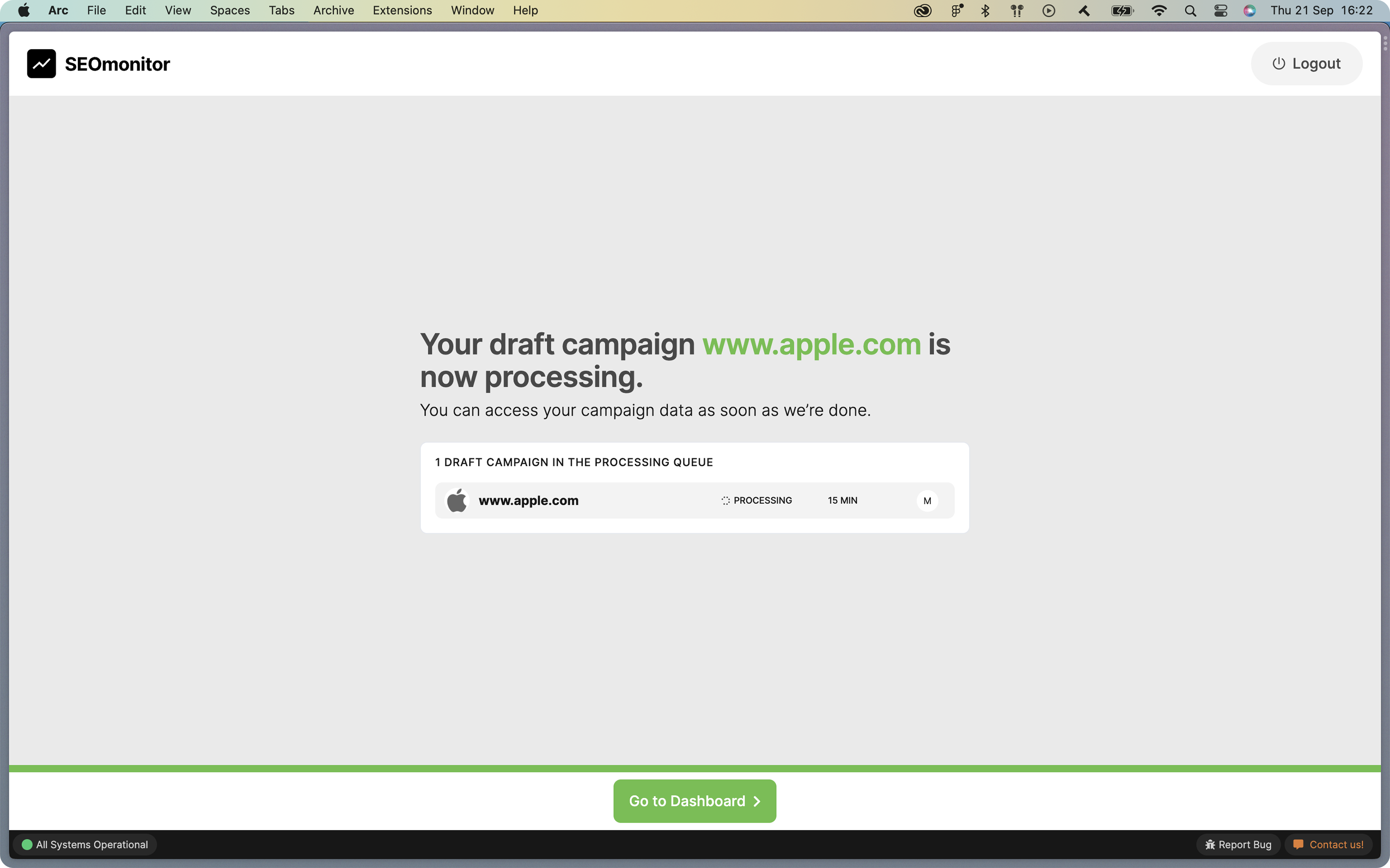 Previous campaign processing wait screen