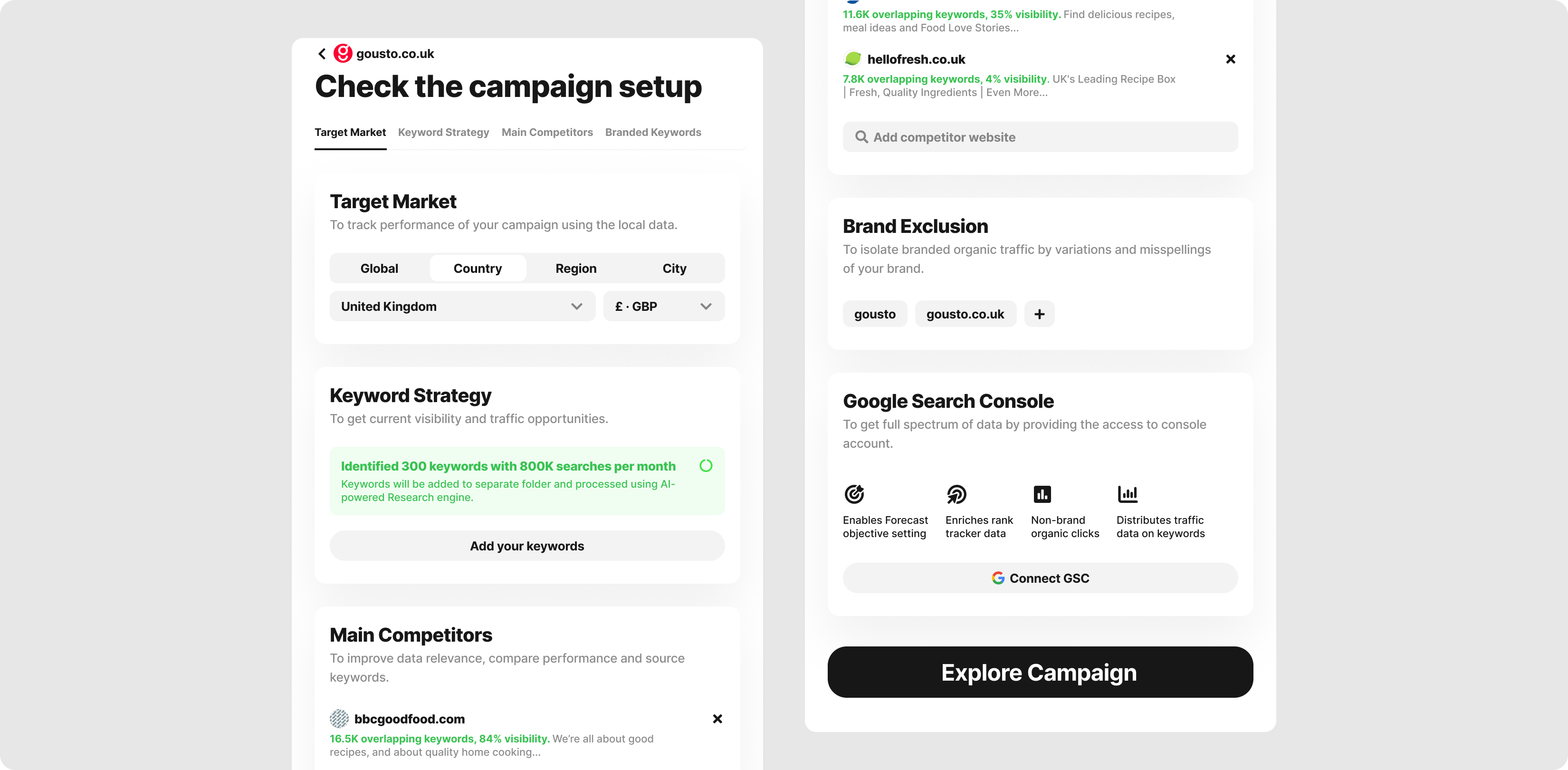 New two-step campaign creation experience
